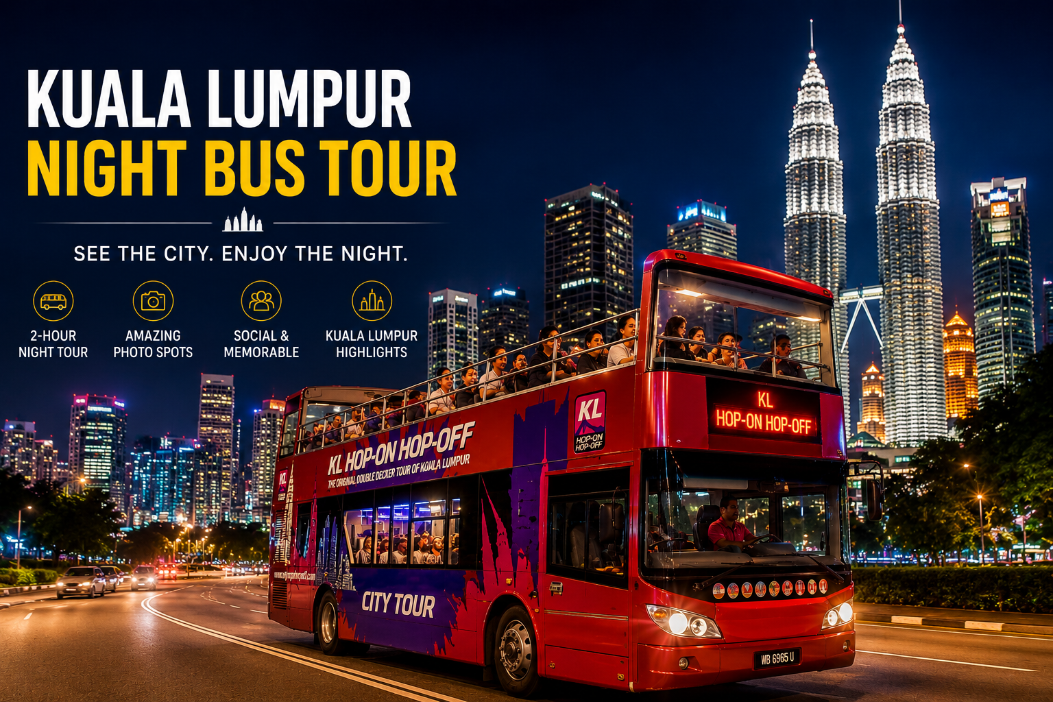 N&auml;chtliche Doppeldecker-Bustour durch Kuala Lumpur