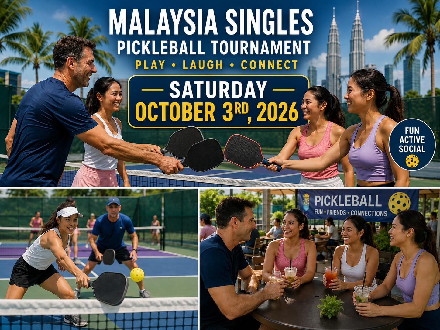 Gesellige Pickleball-Veranstaltung f&uuml;r Singles w&auml;hrend der Malaysia-Singlereise