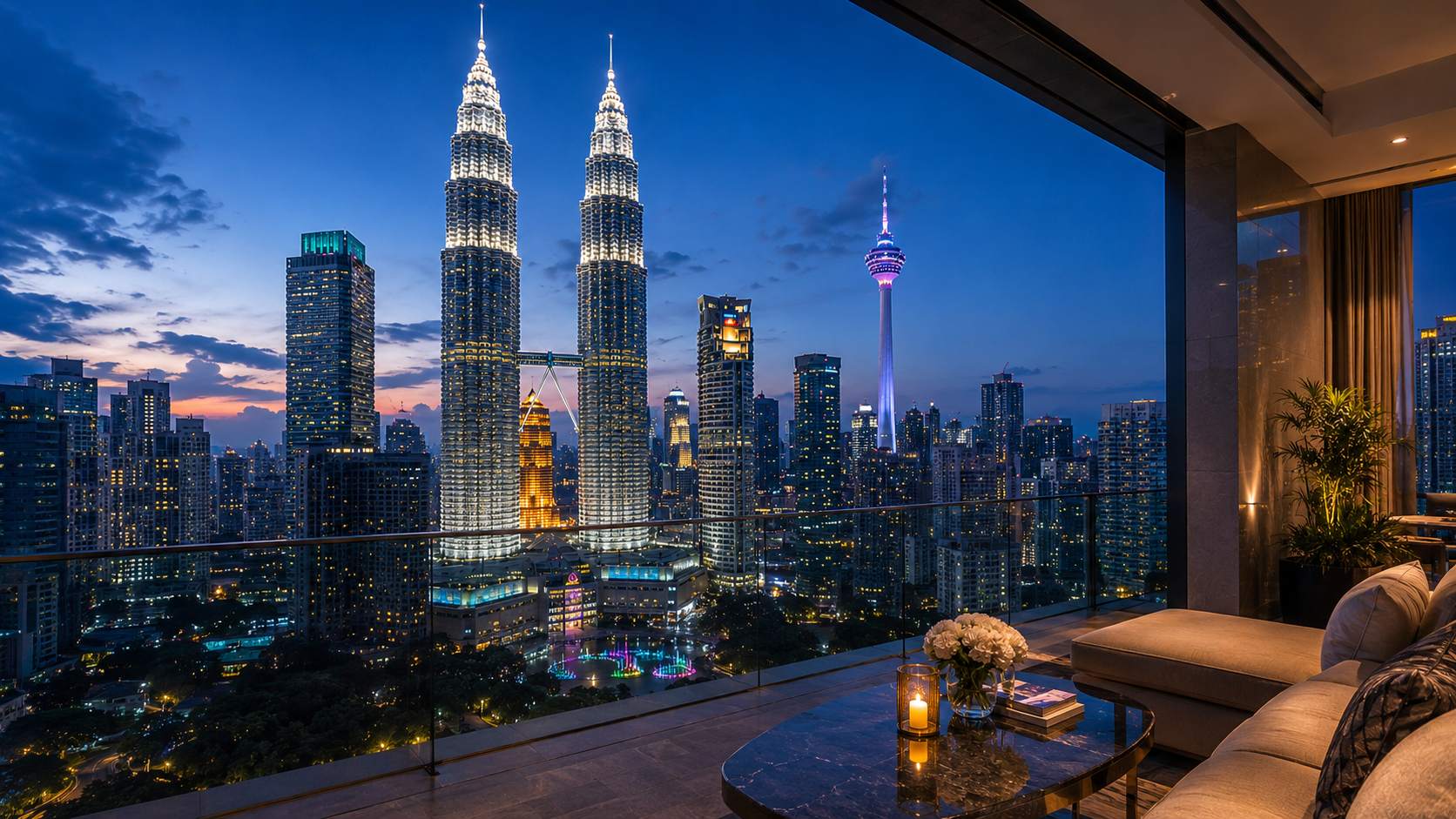 Blick auf die Petronas Twin Towers nahe dem Star Suites KLCC